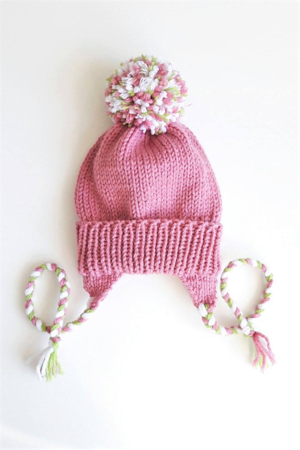 Kids Winter Hat Frog Hat Earflap Hat Knit Pink hat Pom Pom | Etsy