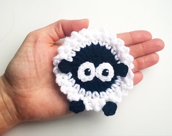 Sheep Applique, Crochet Applique, Crochet Animals, Animal Motifs, Handmade Appliques, Black Head Sheep, Hat Applique, Sew on Applique
