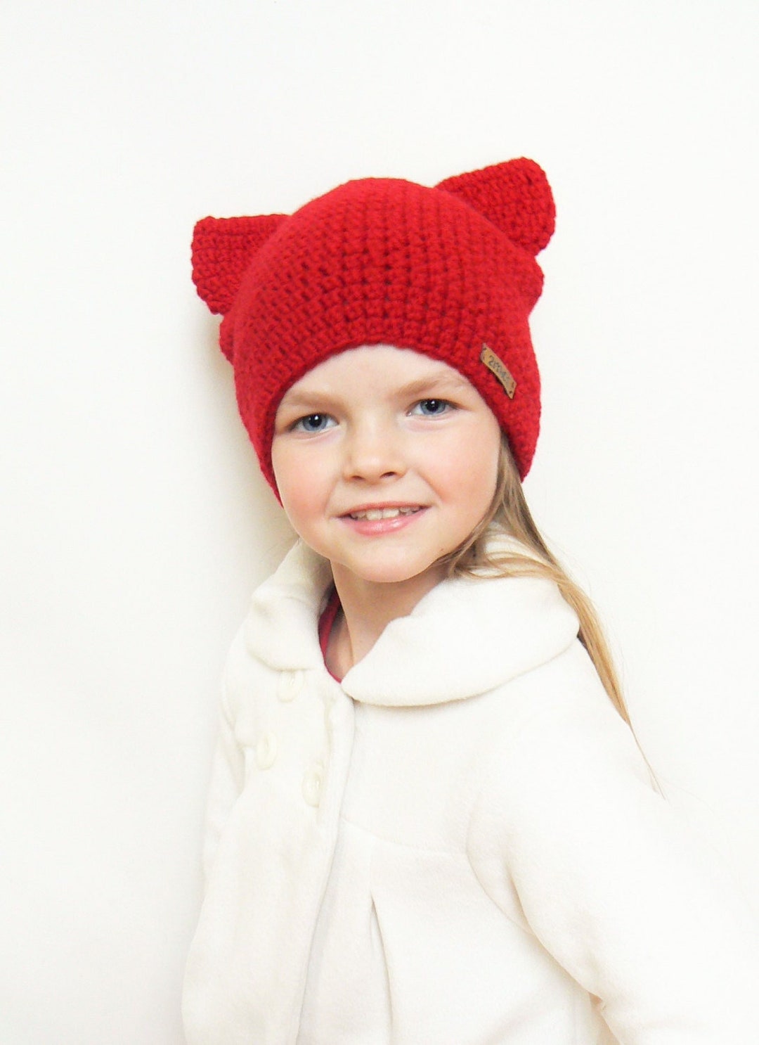 Cat Ear Hat Red Beanie Animal Ear Hat Cat Hat Winter Hat Etsy