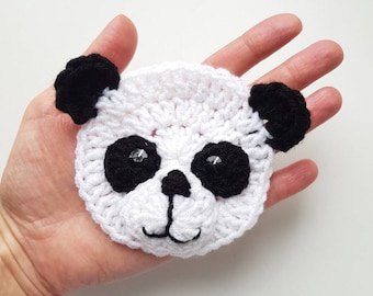 PANDA Applique, Crochet Applique, Crochet Panda, Crochet Animals, Sew on Applique, Animal Motifs, Craft Supplies, Panda Bear, Embellishments