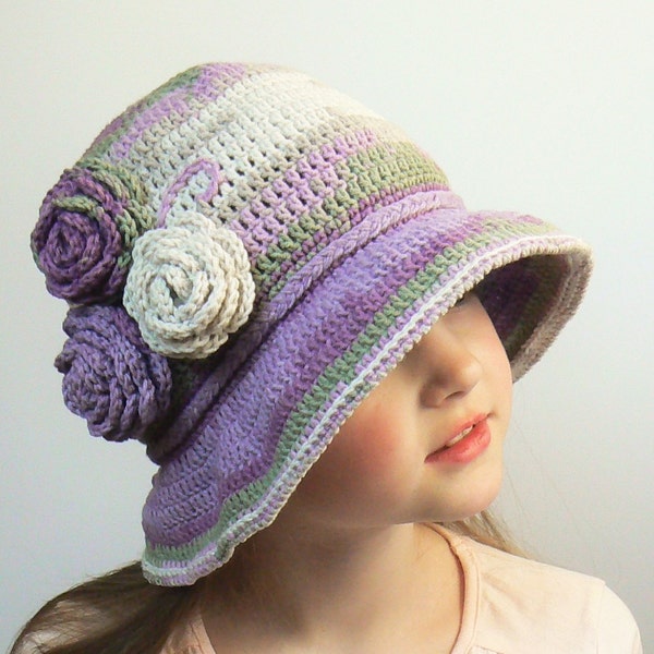 Crochet Bucket Hat, Flower hat, Summer Accessories, Teens Hat, Cloche hat, Summer Fashion, Sun Protective Hat, Blossom Hat, OOAK hat, Roses