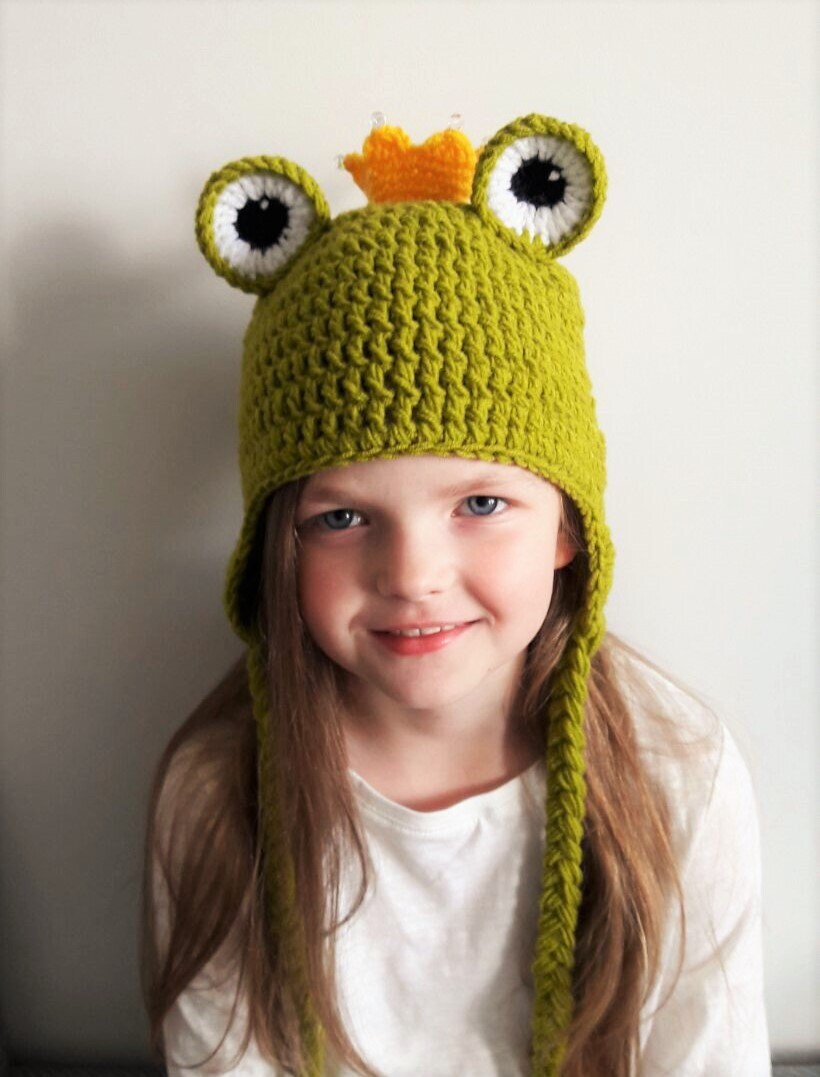 Crochet Frog Hat Frog Princess Frog Prince Earflap Hat - Etsy Sweden
