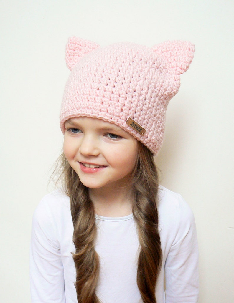 Cat Beanie Pussy Hat Pussy Cat Hat Women Hat Kitty Hat Crochet Cat Hat Hot Pink Cat Hat Cute Hat Cat Ear Hat Pink Cat Hat Cat Ears