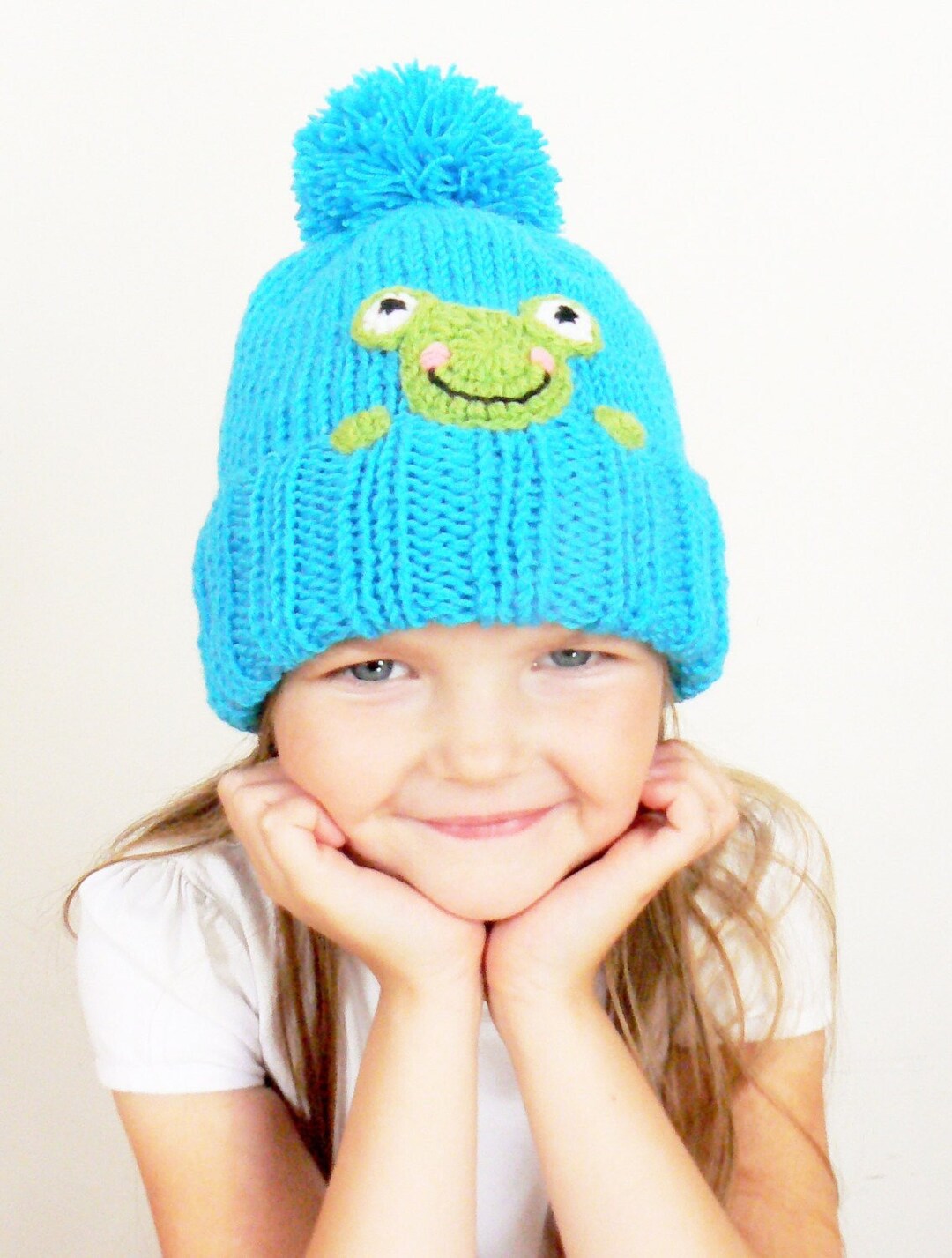 Winter Hat, Kids Hat, Frog Hat, Pom Pom Hat, Knit Beanie, Kids Outfit, Toddler Hat, Winter