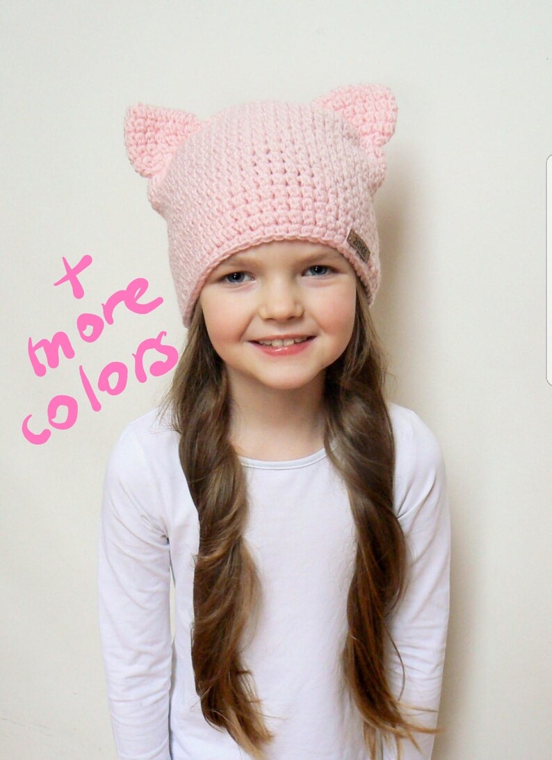 Pink Cat Hat Ear Hat Cat Ear Beanie Kitty Hat Cat Beanie Etsy