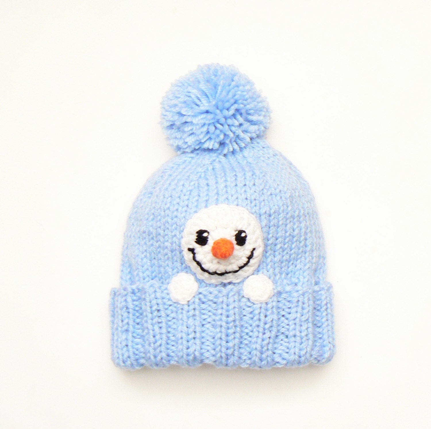 Snowman Hat Kids Winter Hat Knit Hat Pom Pom Hat Ski Hat Etsy