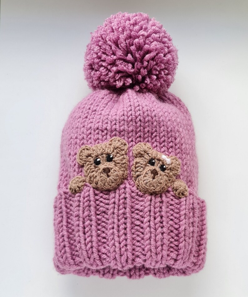 Knit Winter Hat Bear Hat Kids Hat Pom Pom Hat Winter | Etsy