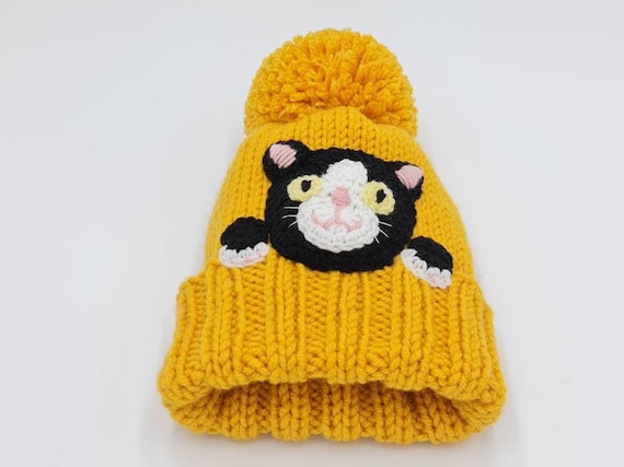 Kitty Cat Ear Beanie Hat With Fox Fur Pom Pom Handmade Fluffy Cat Ear Beanie: Gray Purple Faux Fur Plush  main image 3