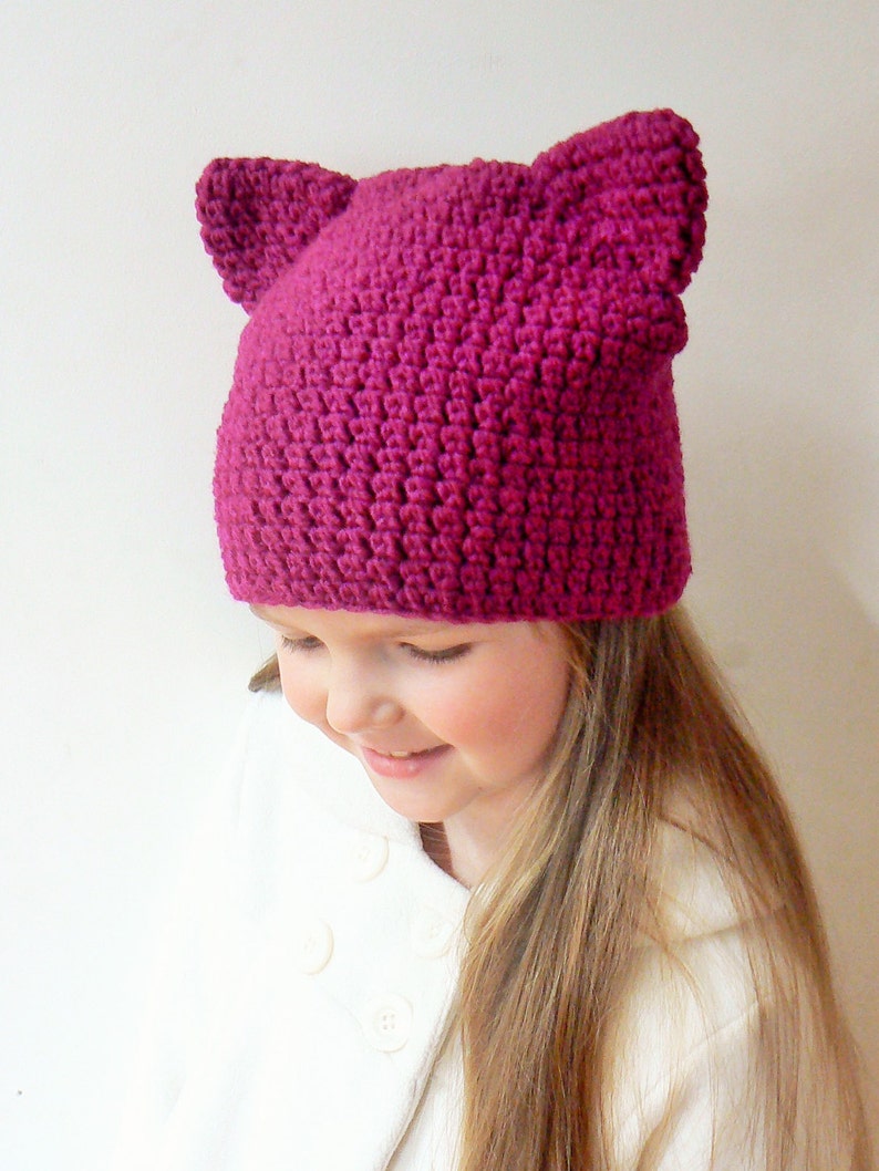 Cat Beanie Pussy Hat Pussy Cat Hat Women Hat Kitty Hat Crochet Cat Hat Hot Pink Cat Hat Cute Hat Cat Ear Hat Pink Cat Hat Cat Ears