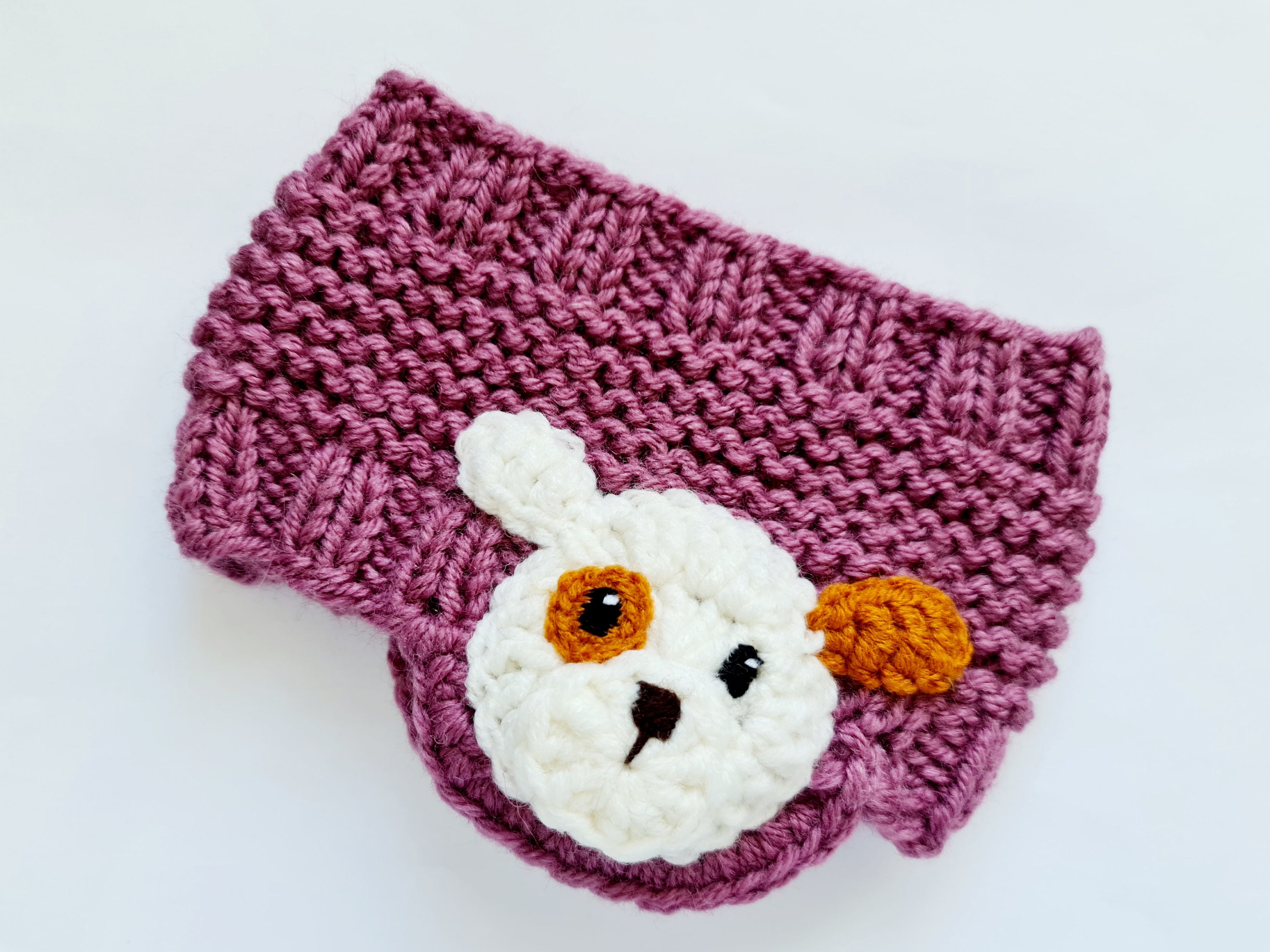 Dog Headband Puppy Appliques Ear Warmer Knit Headband Head Etsy
