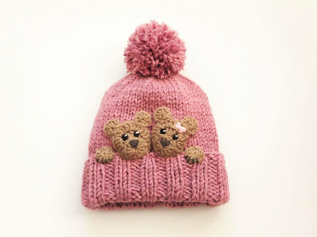 ヘアアクセサリー Wool cute girl heart bear hat Warm Plush Bear Hat with Face Protection, Winter Cute Bear