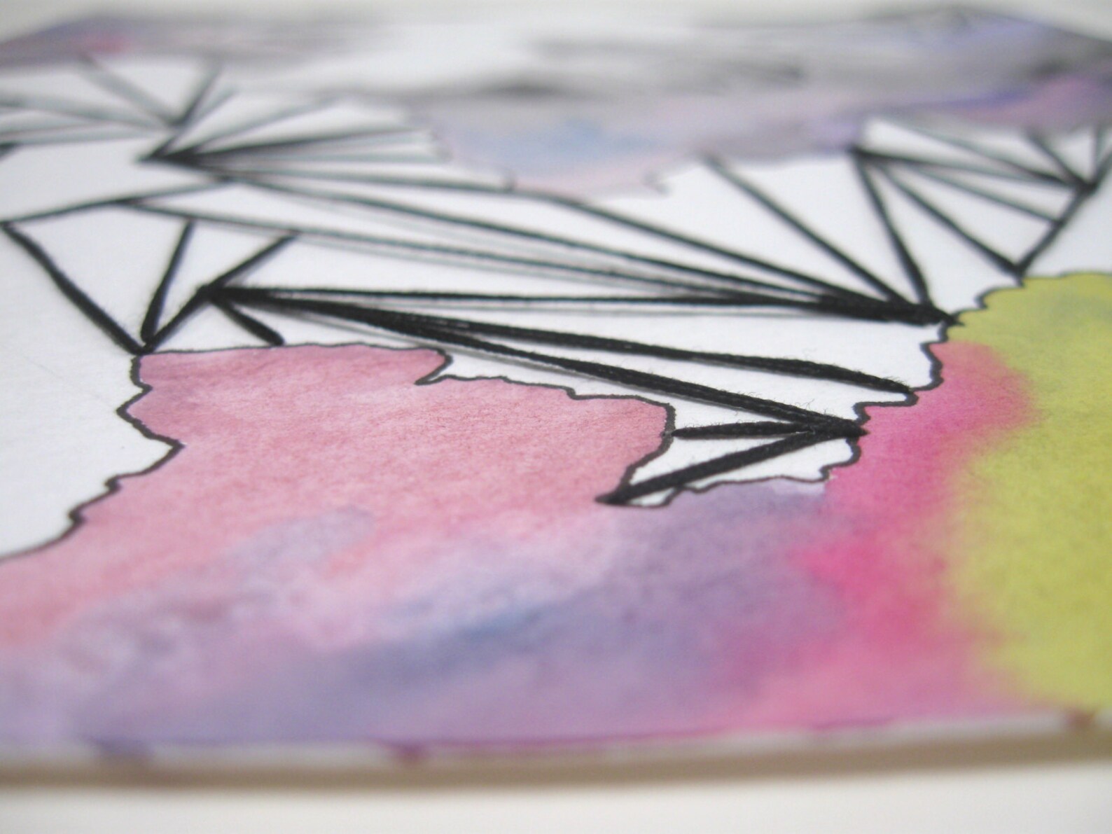 Embroidered Watercolor Painting Original Art Mixed Media Etsy