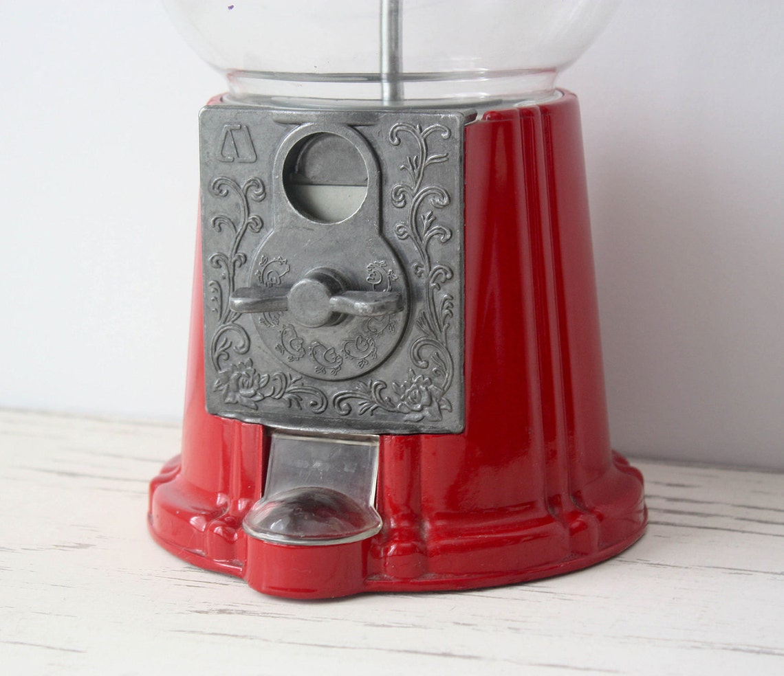 Vintage Gumball Machine Red Tabletop Etsy