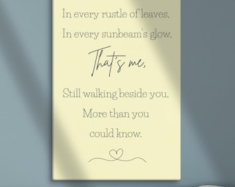 Rustle Of Leaves Canvas | Loss Of Loved One Sympathy Gift Poem Wall Art | Funeral Pet Memorial Remembrance Cream Vertical Wood Frame Sign