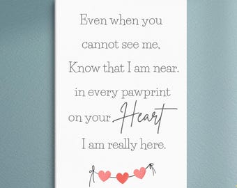 Pawprint On Your Heart Canvas | Pet Loss Sympathy Gift Art | Rainbow Bridge Dog Cat Remembrance Keepsake Vertical Wood Frame Memorial Sign