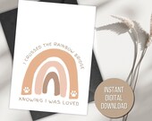 Boho style Rainbow Bridge Pet remembrance Printable card (instant download)