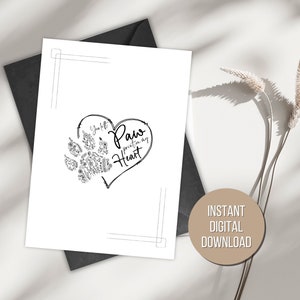 Thinking of You Card Pet Loss Card Floral Paw Print Pet Memorial Paw Printable Pet Loss Card Pet Sympathy Card Printable Instant Download