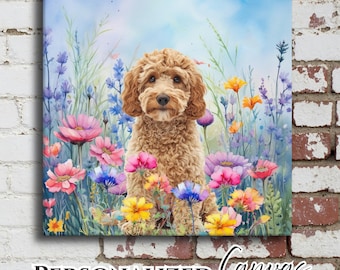 Choose Your Breed Dog Canvas | Custom Pet Memorial Wall Art | Wildflower Garden Loss Sympathy Gift Remembrance Square Wood Frame Portrait
