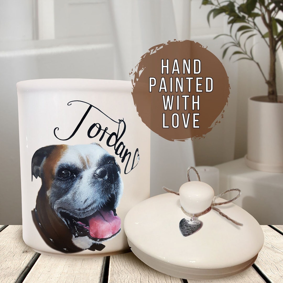 Hand Painted Pet Urn Hand Painted Dog Custom Painted Dog Urn Pet