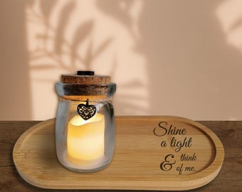 Personalized Pet Loss Gift Set Pet Memorial Candle Holder with Engraved Bamboo Tray Rainbow Bridge Gift