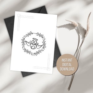 Haustier-Verlust Karte Denken an Sie Karte Engelflügel Haustier-Memorial Pfote Abdruck druckbare Haustier Verlust Karte Sympathie Karte druckbare Instant Download 18 x 15