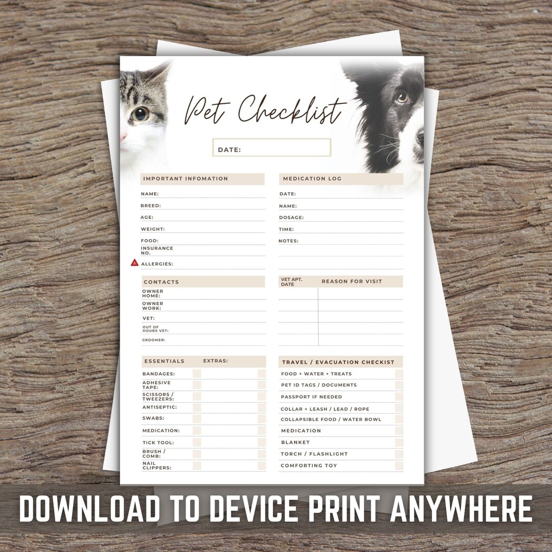 Pet Care Planner New Puppy Guide Pet Care Checklist Pet Owner Print Instant Download Print Pet ...