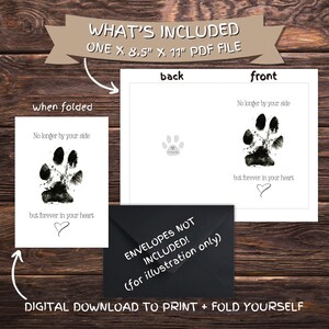 Angel Wings Paw Print Pet Loss Card Thinking of You Card Pet Memorial Paw Printable Pet Loss ...
