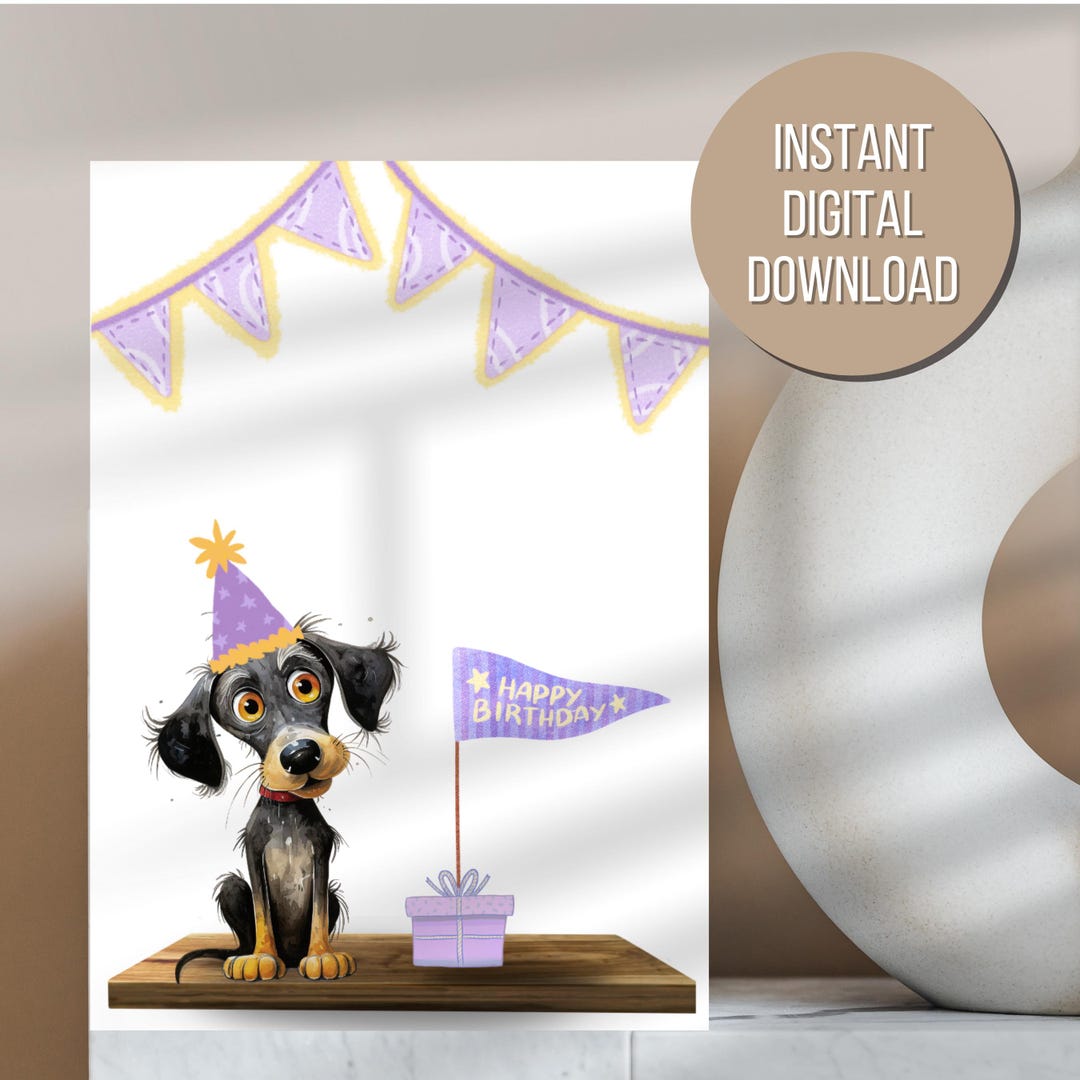 Dog Lover, Printable Birthday Card (instant Download) 5"x7" - Etsy UK
