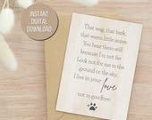 Thinking of you card Pet remembrance Printable card (instant download)