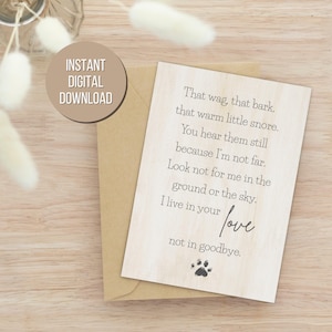 Poème commémoratif en pensant à vous carte de perte d'animal de compagnie, carte imprimable pour un être cher, citation sur le deuil, carte de sympathie à imprimer à la maison, mémorial pour animaux de compagnie