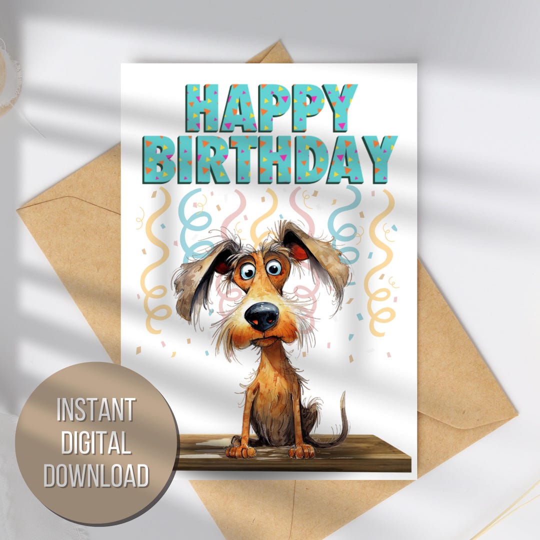Printable Dog Lover Birthday Card (instant Download) 5"x7" - Etsy