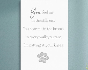 Feel Me In Stillness Canvas | Pet Loss Sympathy Gift Poem Wall Art | Rainbow Bridge Dog Cat Remembrance Paw Print Vertical Wood Frame Sign