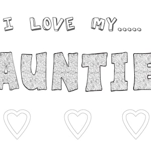 I Love My Aunt Coloring Pages Coloring Pages