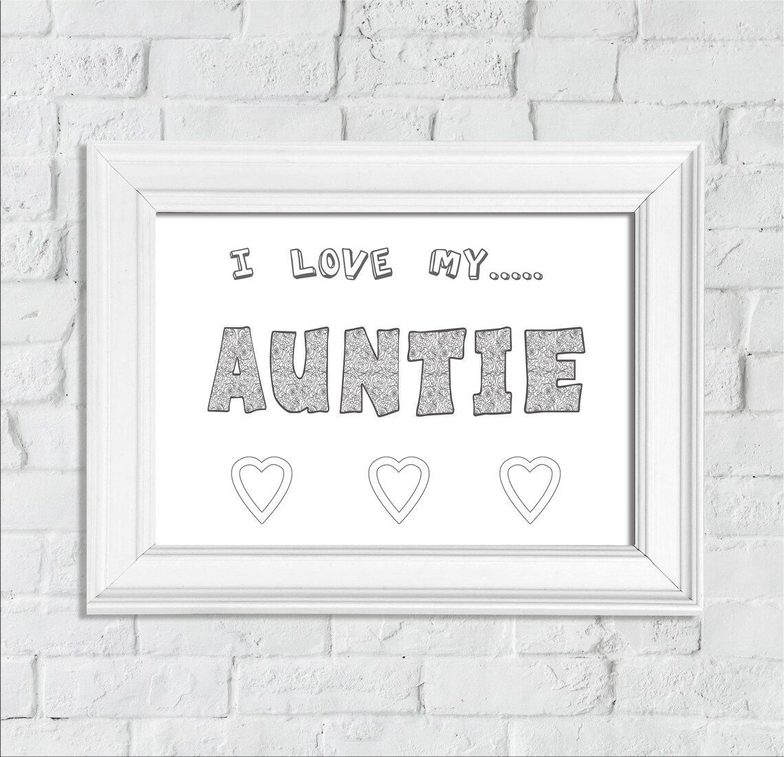 Coloring page I love you Auntie Printable wall Art Print at | Etsy
