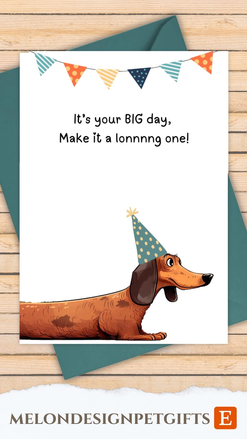 Funny Dachshund Illustration Printable Birthday Card (instant Download ...