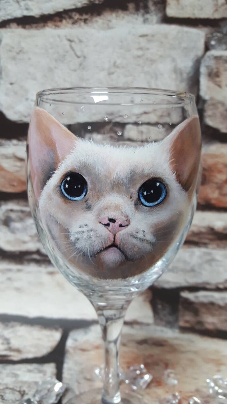 Pet portrait glass Hand painted to ORDER Cat wine glass Dog wine glass Horse wine glass Custom pet portrait wine glass