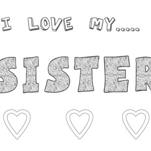 FREE Coloring page I love my Sister Printable wall Art | Etsy