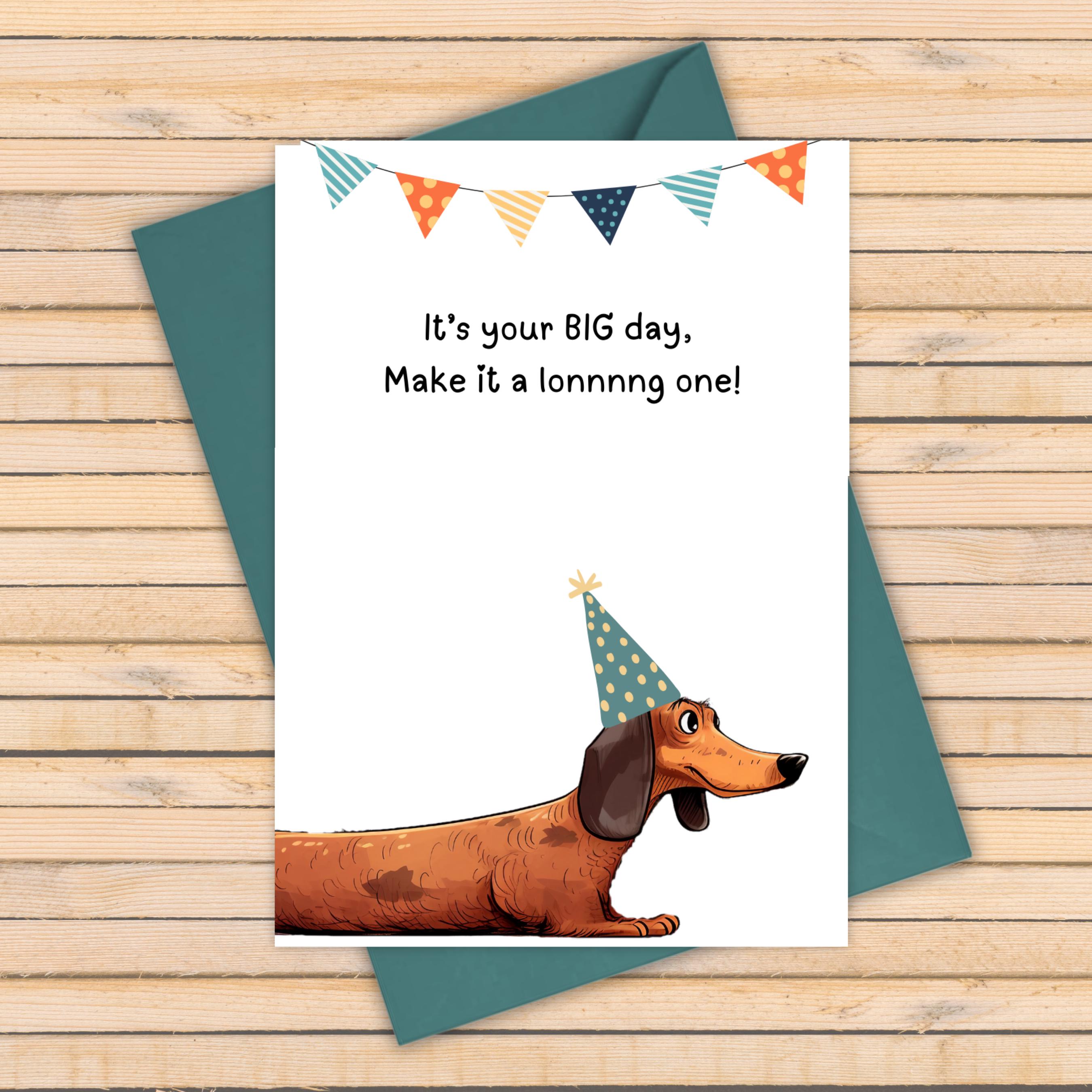 Funny Dachshund Illustration Printable Birthday Card (instant Download ...