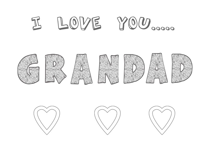 Digital Download I love you Grandad Coloring page Printable wall Art Print at home