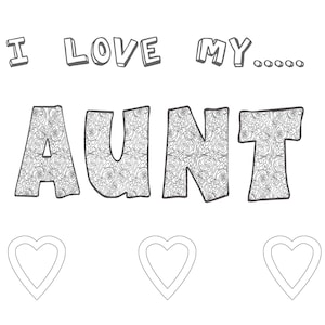 I Love My Aunt Pages To Print Coloring Pages