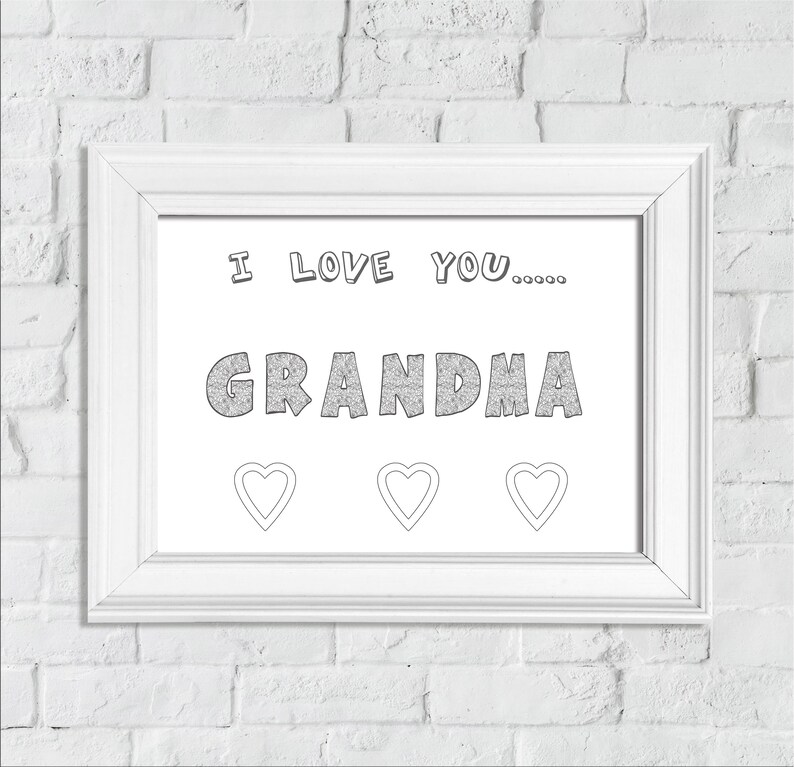 FREE Coloring page I love you Grandma Printable wall Art | Etsy