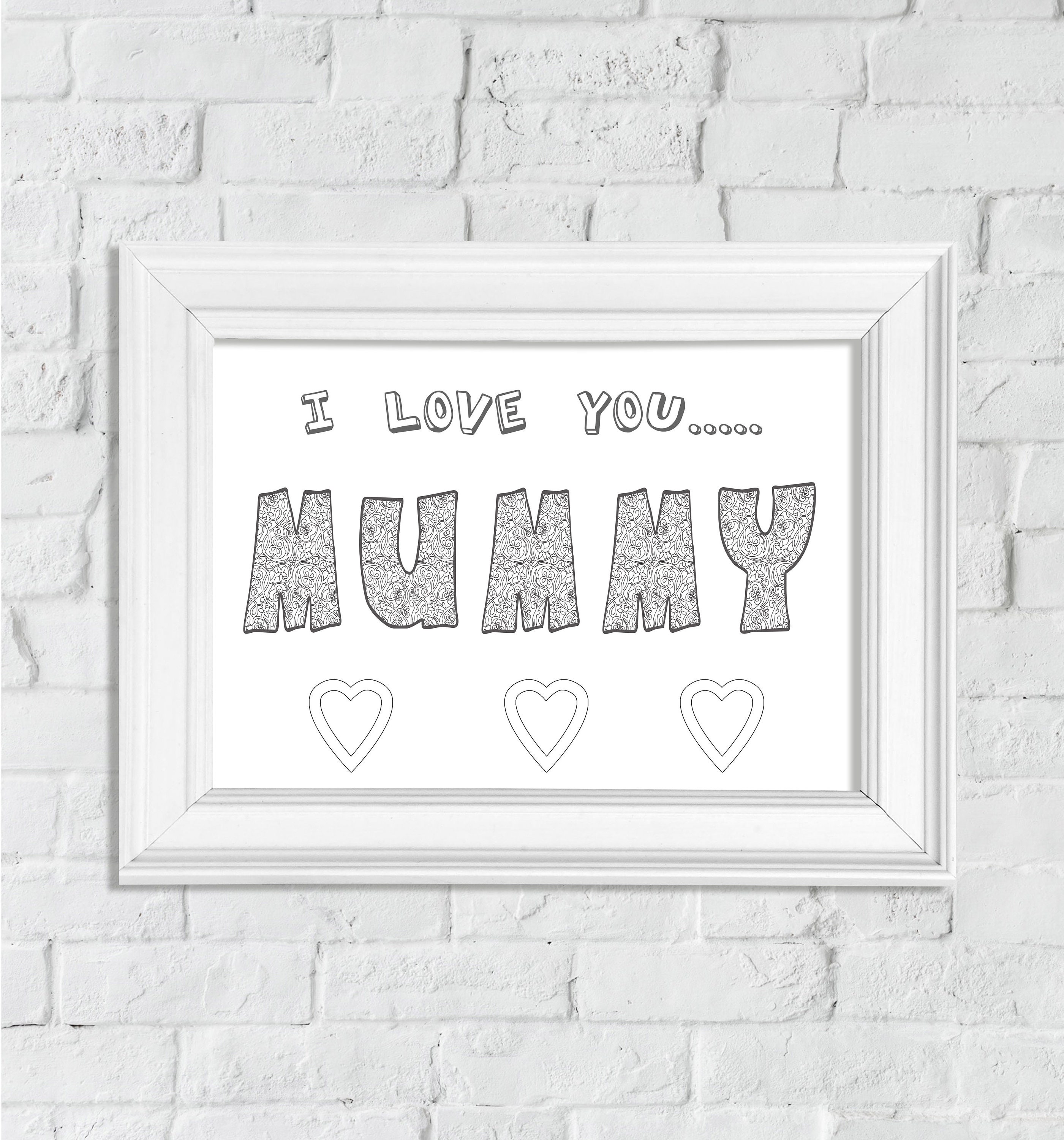 Coloring page I love you mummy Printable wall Art Digital | Etsy