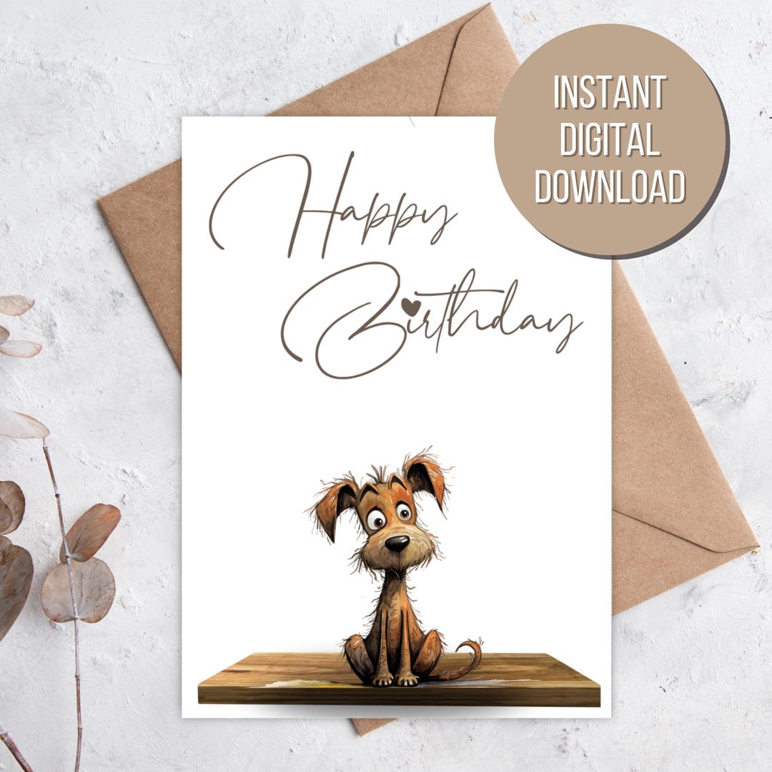 Dog Lover Printable Birthday Card (instant Download) 5"x7" - Etsy
