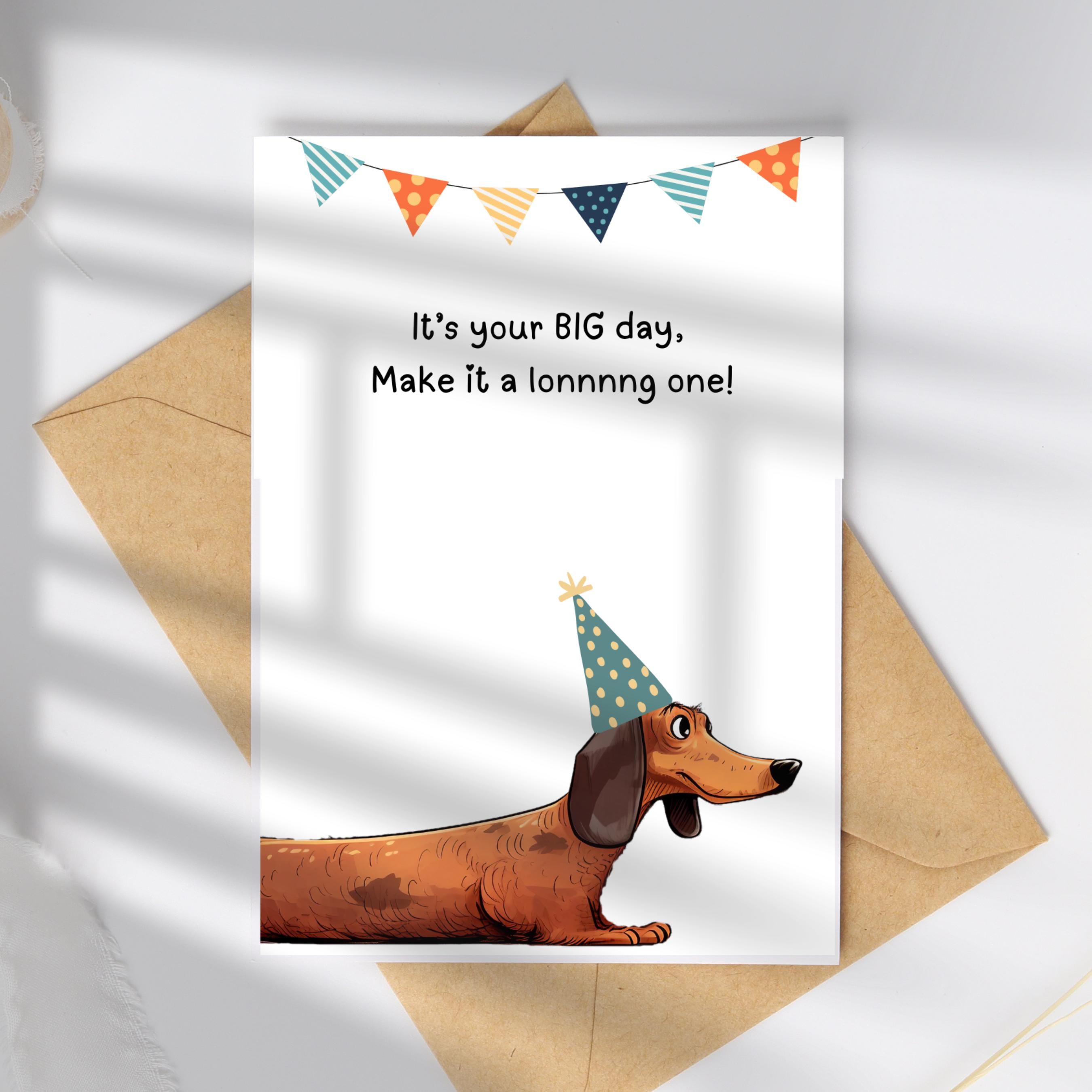 Funny Dachshund Illustration Printable Birthday Card (instant Download ...