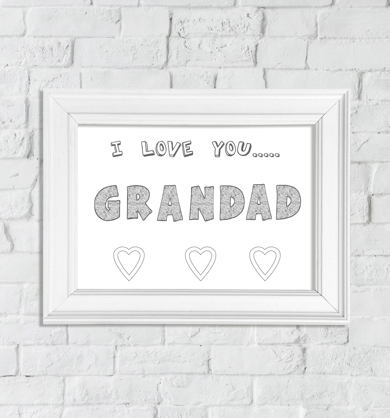 Coloring page I love you Grandad Printable wall Art Print | Etsy