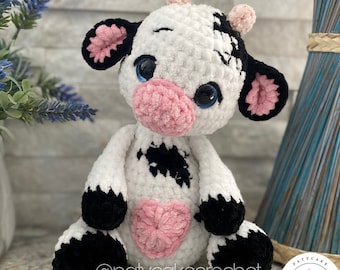 Crochet cow, Amigurumi cow pattern, cow toy pattern, amigurumi cow, crochet farm animal, crochet animal pattern, crochet cow pattern, cow