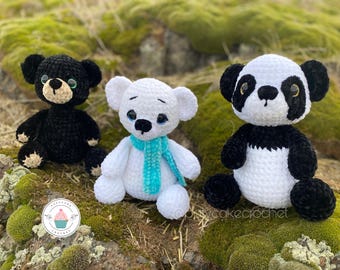 3in1 Amigurumi bear pattern, Crochet bear, Bear toy pattern, Amigurumi bear, Crochet animal pattern, crochet bear pattern, Panda, Polar bear