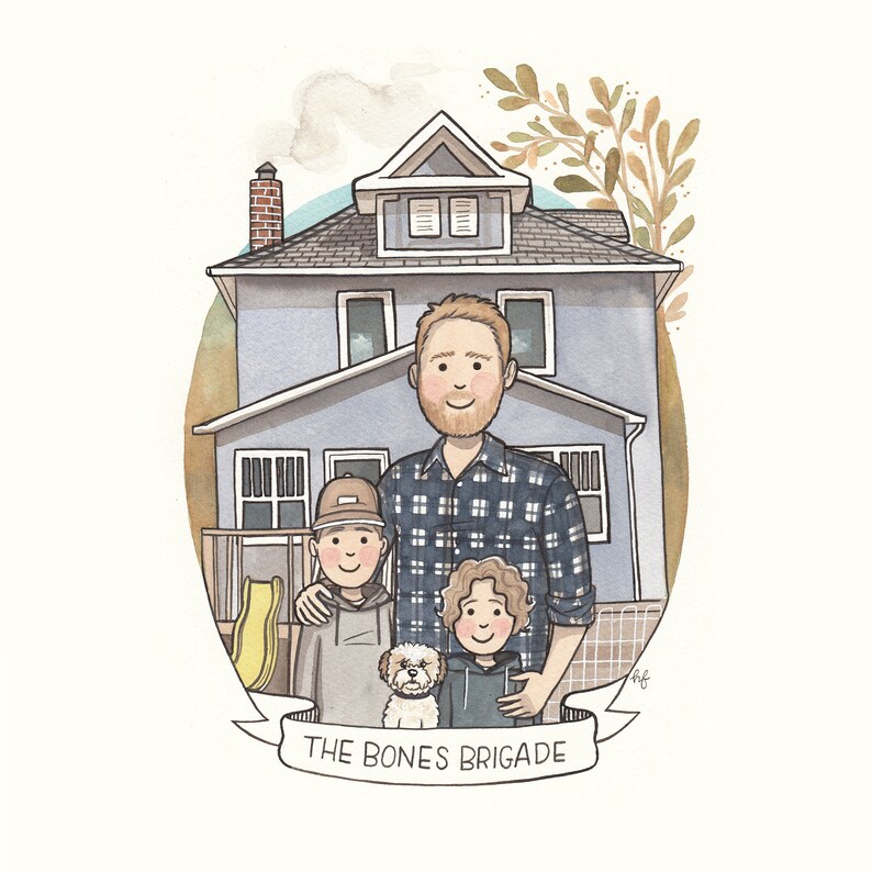 Family Portrait Illustration Cartoon Family Portrait Custom Etsy
