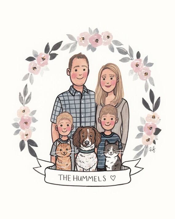 Custom Portrait Custom Family Portrait Mother's Day Family Cartoon Family Portrait illustration Valentine Personalised Family Print Wall Décor Wall Hangings Custom Portrait Custom Family Portrait Mother's Day Family Cartoon Family Portrait illustration Valentine Personalised Family Print Wall Décor Wall Hangings