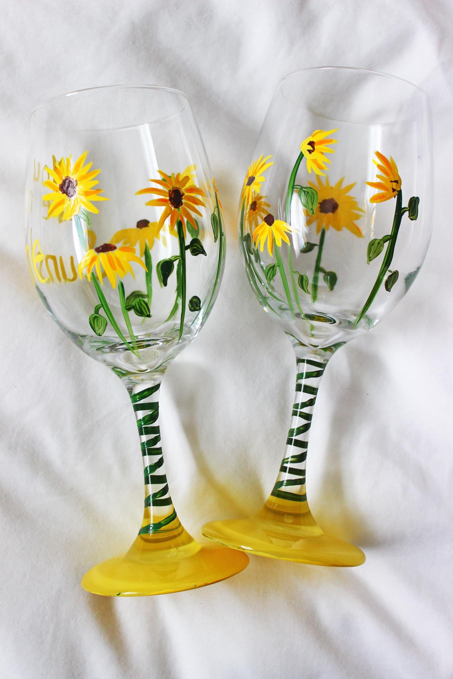 Sunflower Wine Glass Sunflower Wedding Custom Wine Glasses Etsy